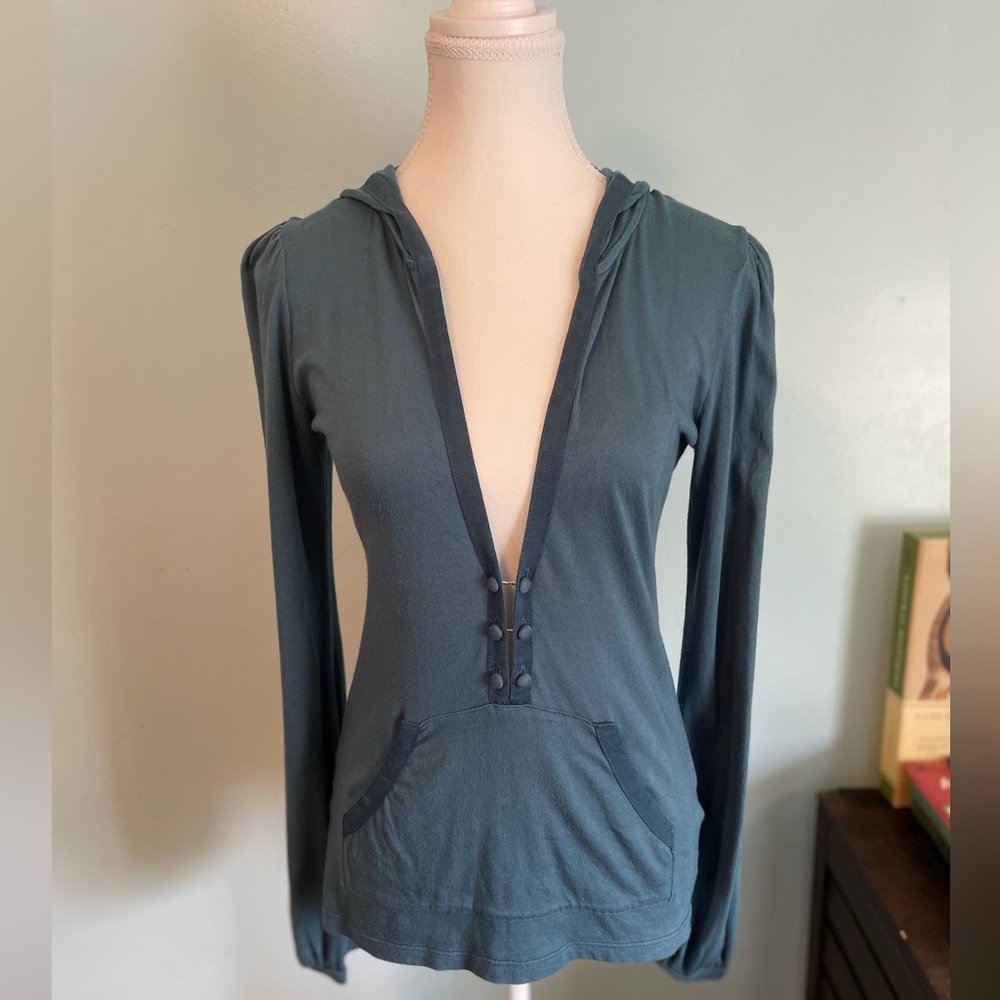 EUC y2k Juicy Couture Hooded Cotton Shirt Blue Small Beach Cover